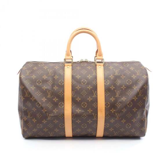 LOUIS VUITTON Brown Monogram Leather Keepall 45 Boston Bag - Picture 1 of 8